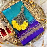 Aqua Light Blue Thiribhuvanam Silk Saree -Mix  -VS1761